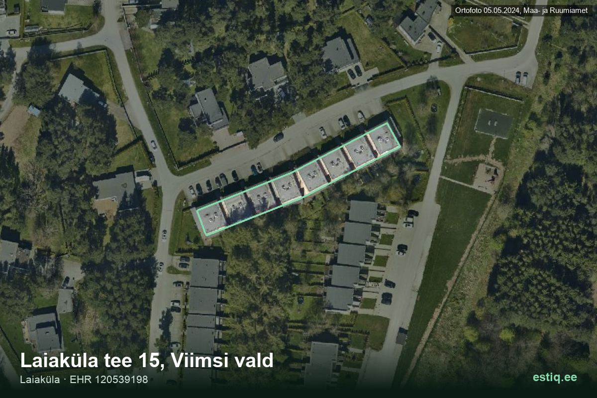 Laiaküla tee 15, Viimsi – аэрофото дома, контур по данным регистра строений (EHR)