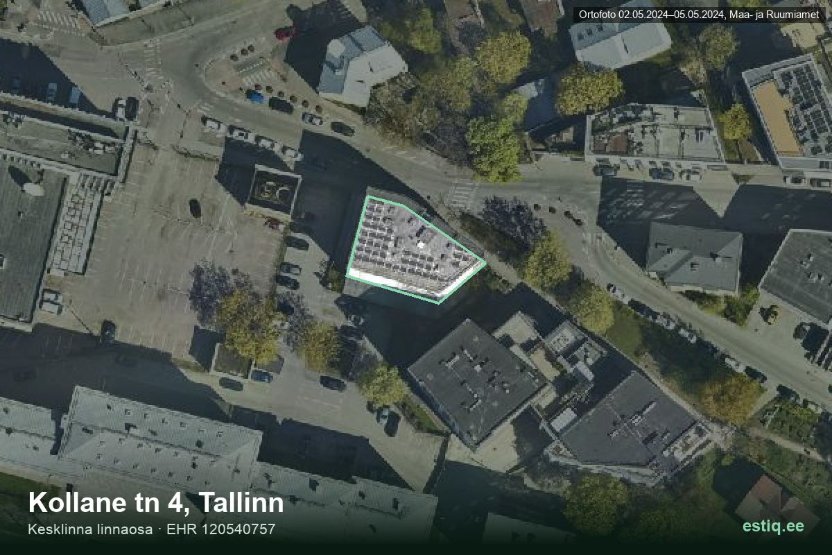 Kollane tänav 4, Tallinn – aerial photo of the building, outline from the Building Register (EHR)