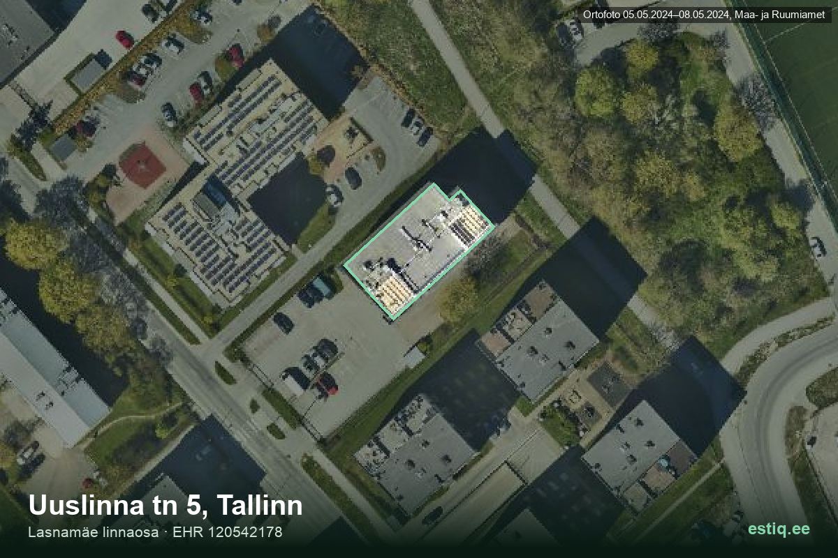 Uuslinna tänav 5, Tallinn – hoone aerofoto, kontuur ehitisregistri (EHR) andmetest