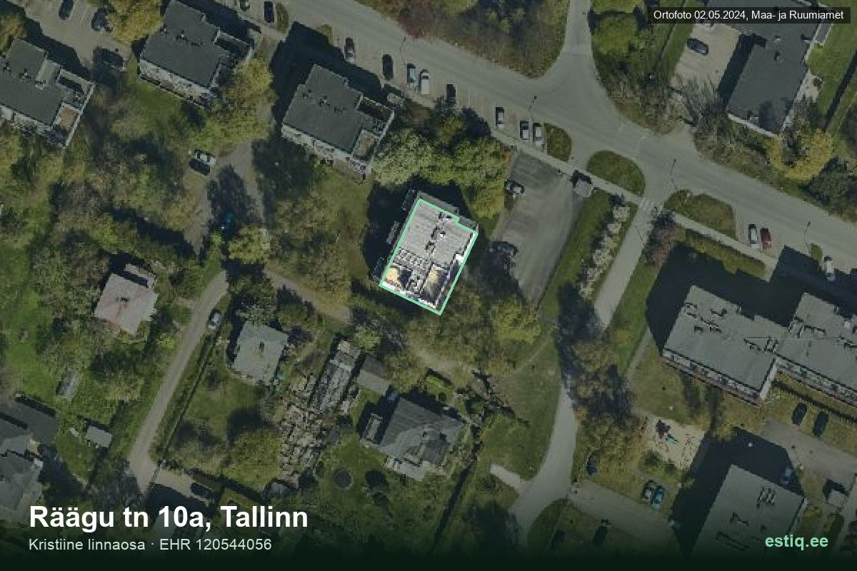 Räägu tänav 10a, Tallinn – ilmakuva rakennuksesta, ääriviiva rakennusrekisteristä (EHR)