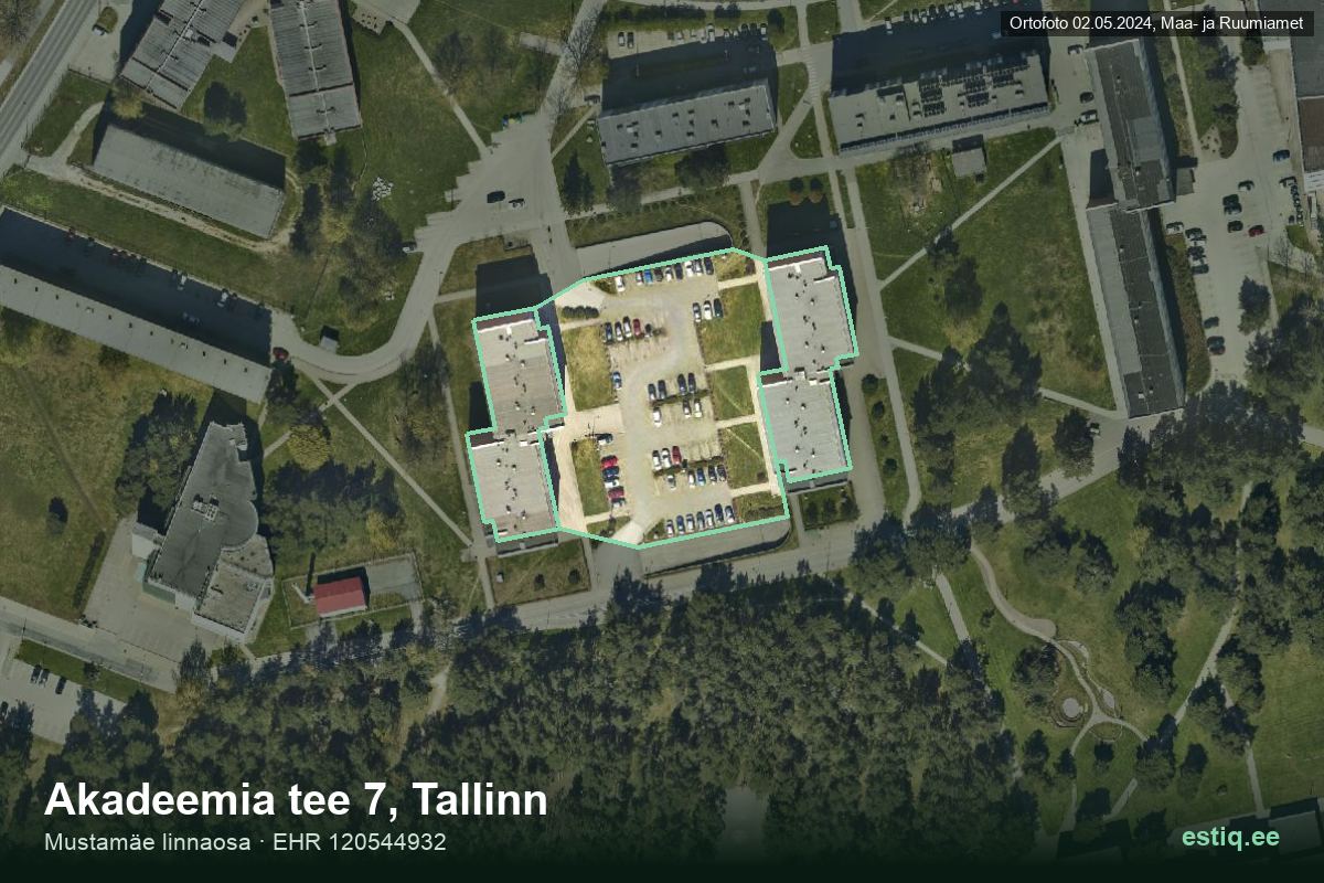 Akadeemia tee 7/2, Tallinn – hoone aerofoto, kontuur ehitisregistri (EHR) andmetest