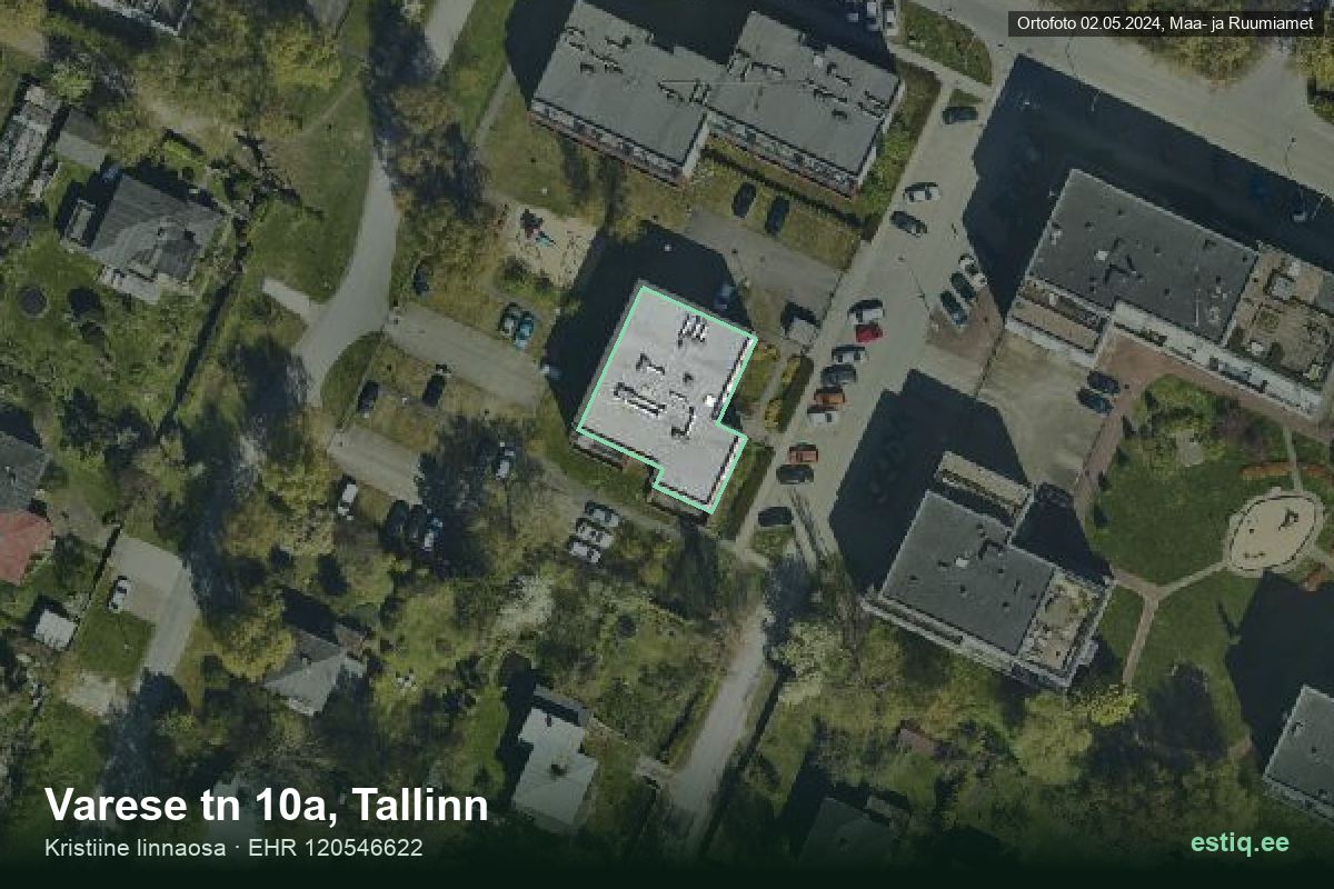 Varese tänav 10a, Tallinn – ilmakuva rakennuksesta, ääriviiva rakennusrekisteristä (EHR)