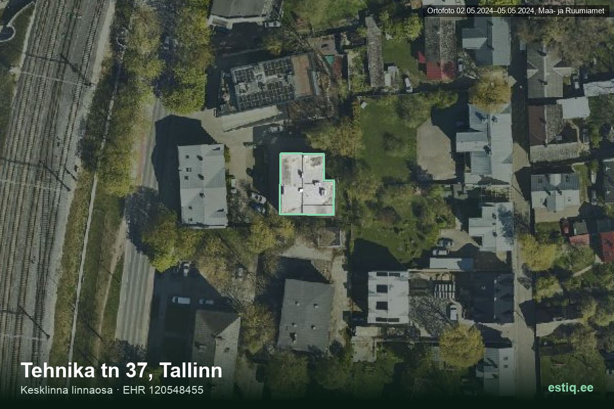 Tehnika tänav 37, Tallinn – aerial photo of the building, outline from the Building Register (EHR)