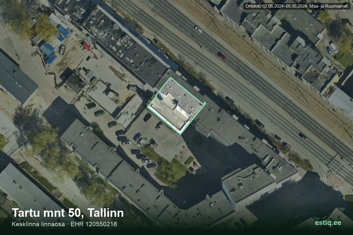 Tartu mnt 50, Tallinn – hoone aerofoto, kontuur ehitisregistri (EHR) andmetest