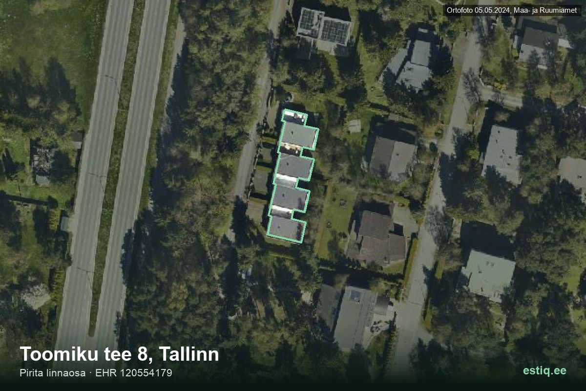Toomiku tee 8, Tallinn – hoone aerofoto, kontuur ehitisregistri (EHR) andmetest