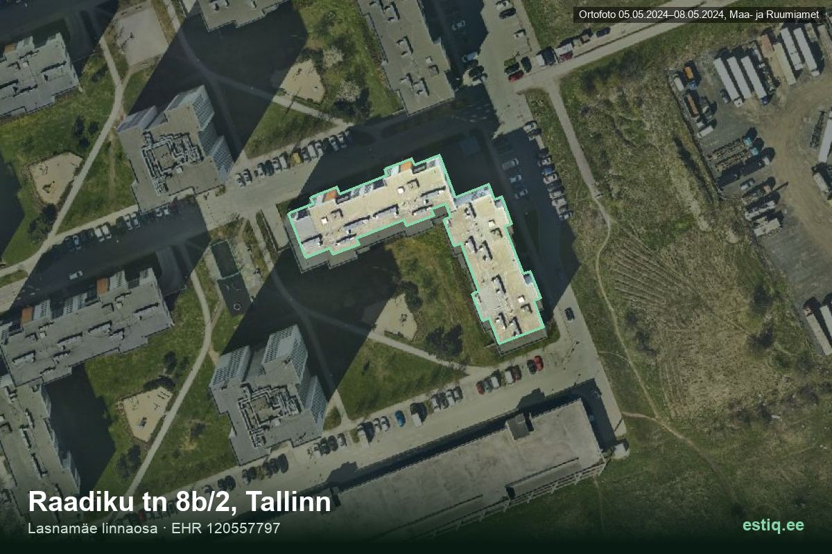 Raadiku tänav 8b/2, Tallinn – hoone aerofoto, kontuur ehitisregistri (EHR) andmetest
