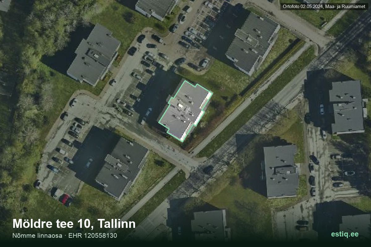 Möldre tee 10, Tallinn – hoone aerofoto, kontuur ehitisregistri (EHR) andmetest