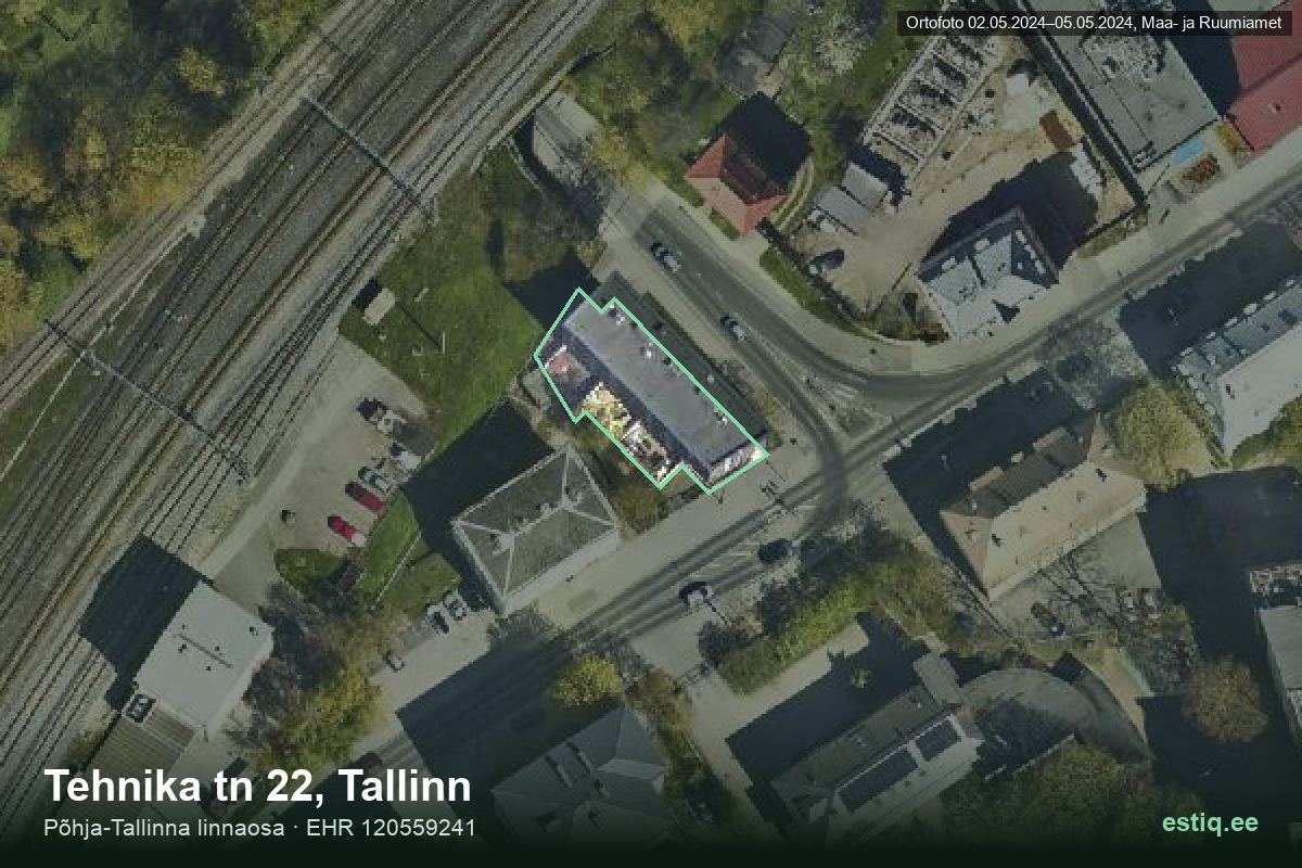 Tehnika tänav 22, Tallinn – hoone aerofoto, kontuur ehitisregistri (EHR) andmetest