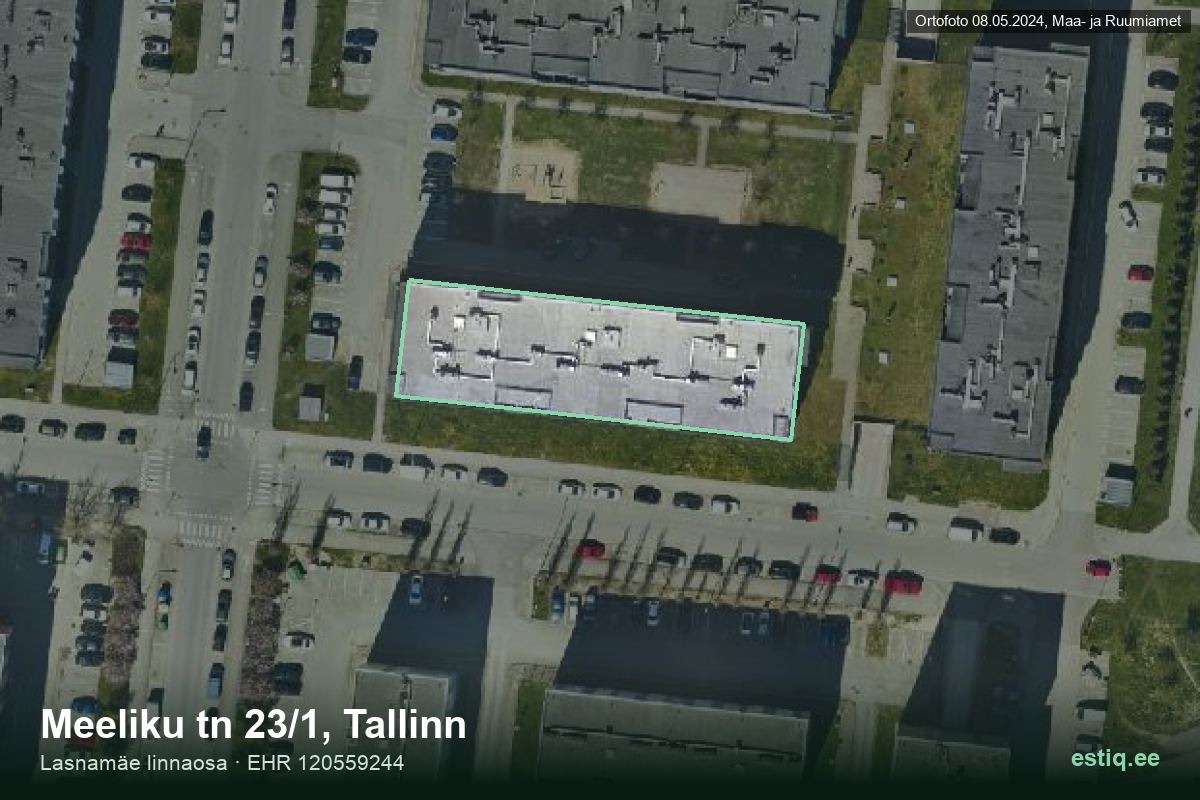 Meeliku tänav 23/1, Tallinn – hoone aerofoto, kontuur ehitisregistri (EHR) andmetest