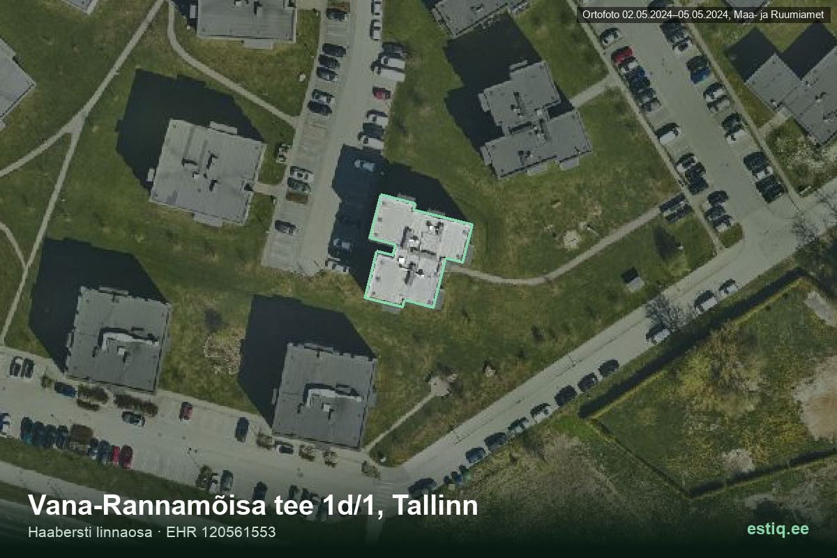 Vana-Rannamõisa tee 1d/1, Tallinn – аэрофото дома, контур по данным регистра строений (EHR)