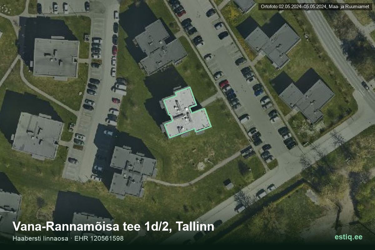 Vana-Rannamõisa tee 1d/2, Tallinn – аэрофото дома, контур по данным регистра строений (EHR)