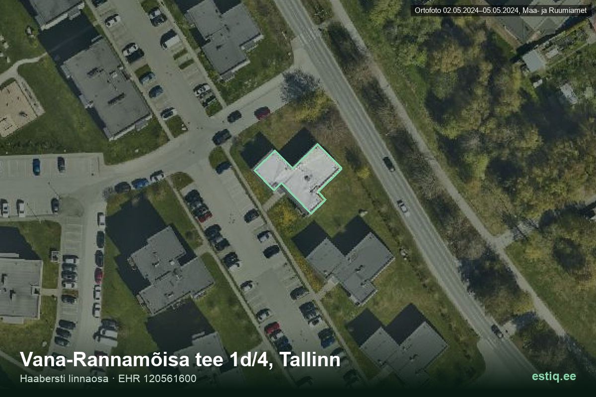Vana-Rannamõisa tee 1d/4, Tallinn – аэрофото дома, контур по данным регистра строений (EHR)