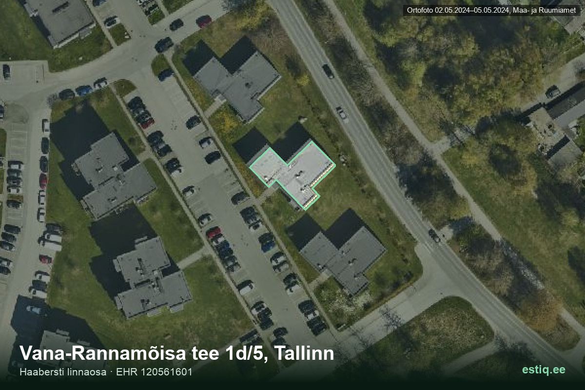 Vana-Rannamõisa tee 1d/5, Tallinn – аэрофото дома, контур по данным регистра строений (EHR)