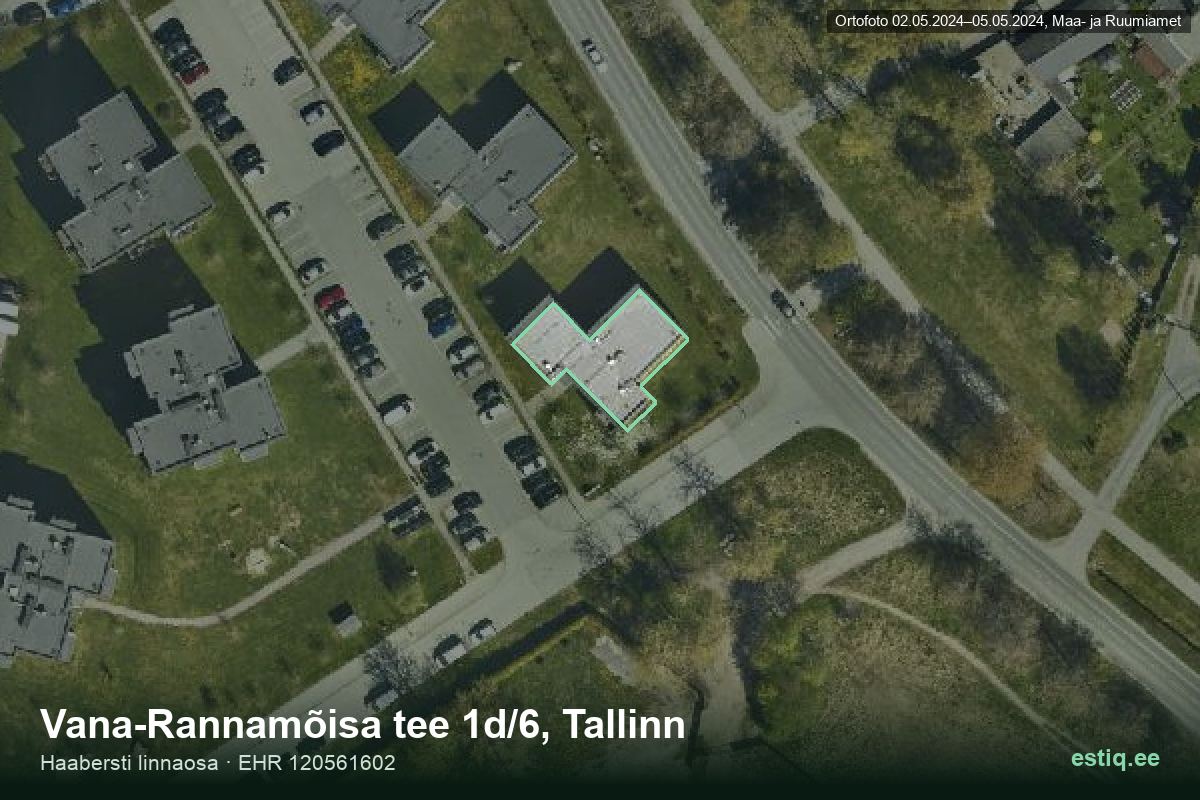 Vana-Rannamõisa tee 1d/6, Tallinn – аэрофото дома, контур по данным регистра строений (EHR)