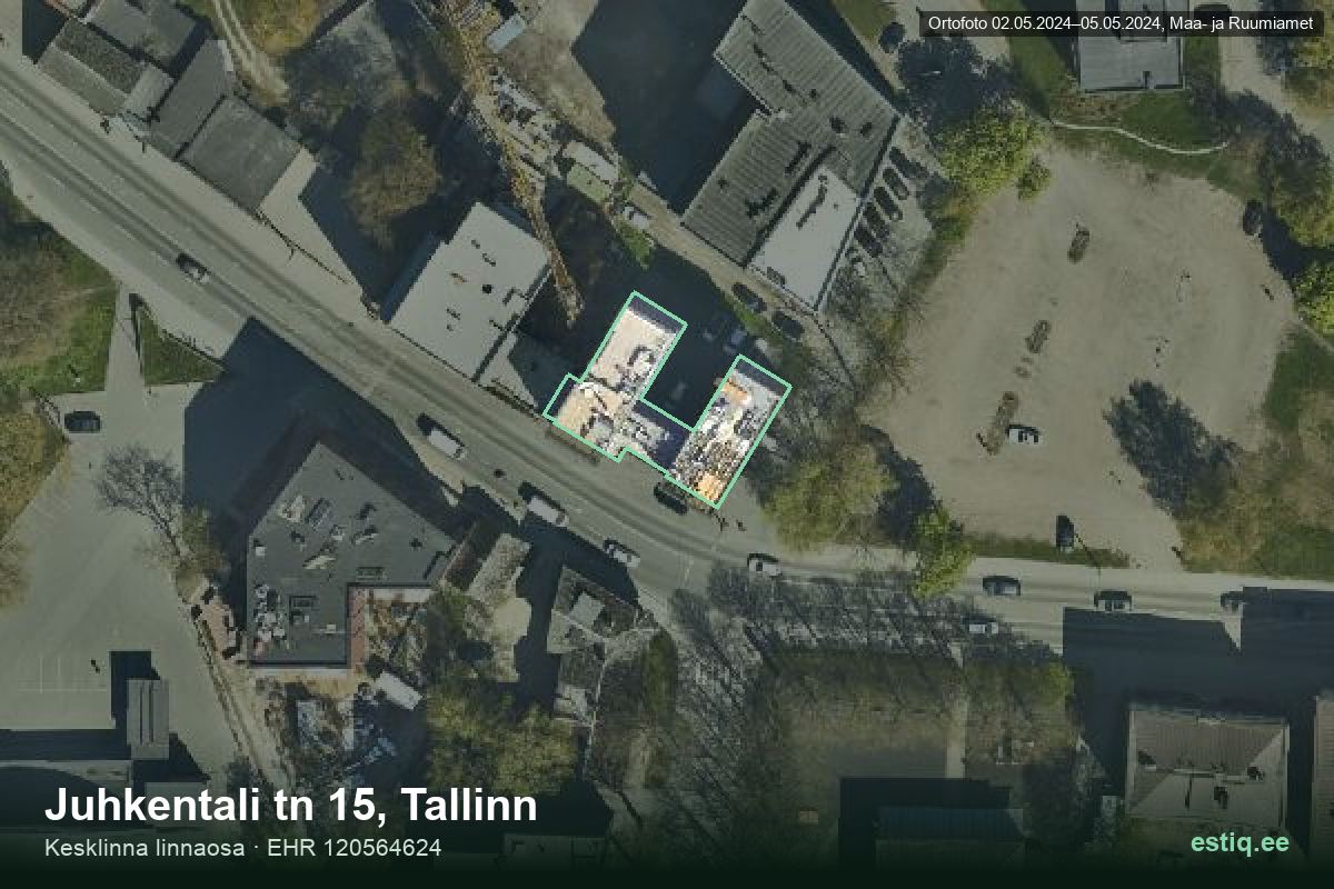 Juhkentali tänav 15, Tallinn – aerial photo of the building, outline from the Building Register (EHR)