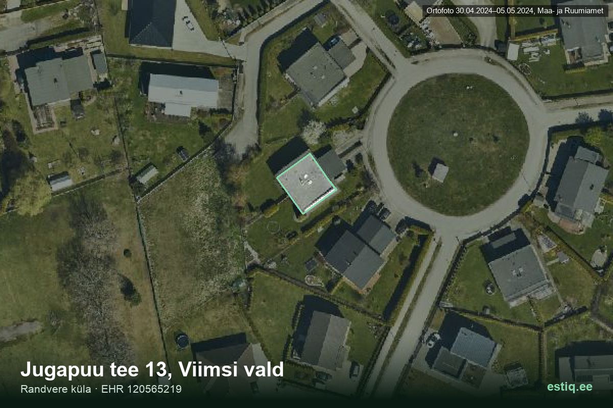 Jugapuu tee 13, Viimsi – hoone aerofoto, kontuur ehitisregistri (EHR) andmetest