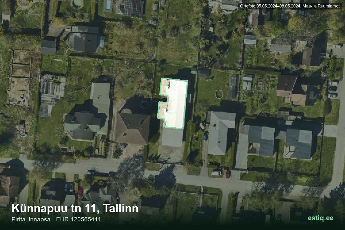 Künnapuu tänav 11, Tallinn – hoone aerofoto, kontuur ehitisregistri (EHR) andmetest