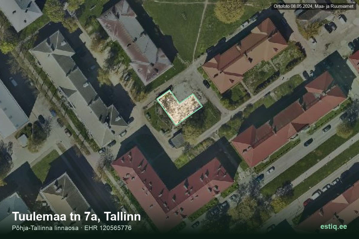 Tuulemaa tänav 7a, Tallinn – hoone aerofoto, kontuur ehitisregistri (EHR) andmetest
