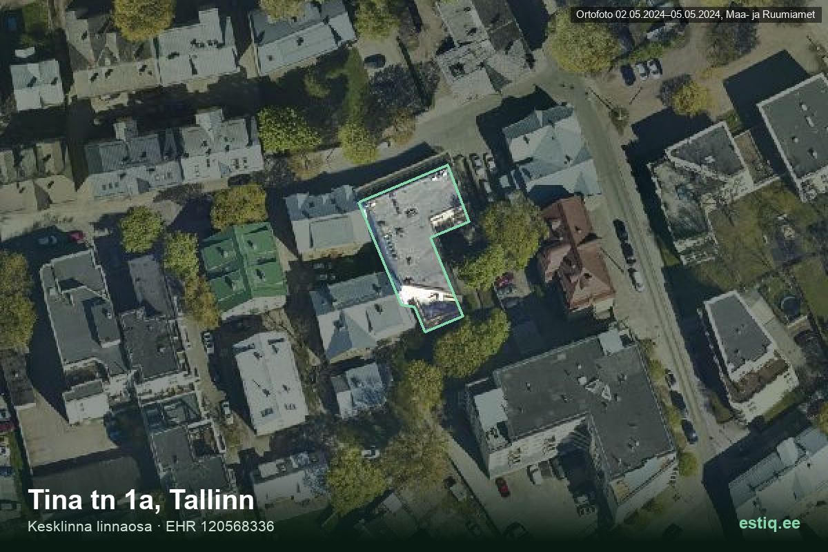 Tina tänav 1a, Tallinn – aerial photo of the building, outline from the Building Register (EHR)