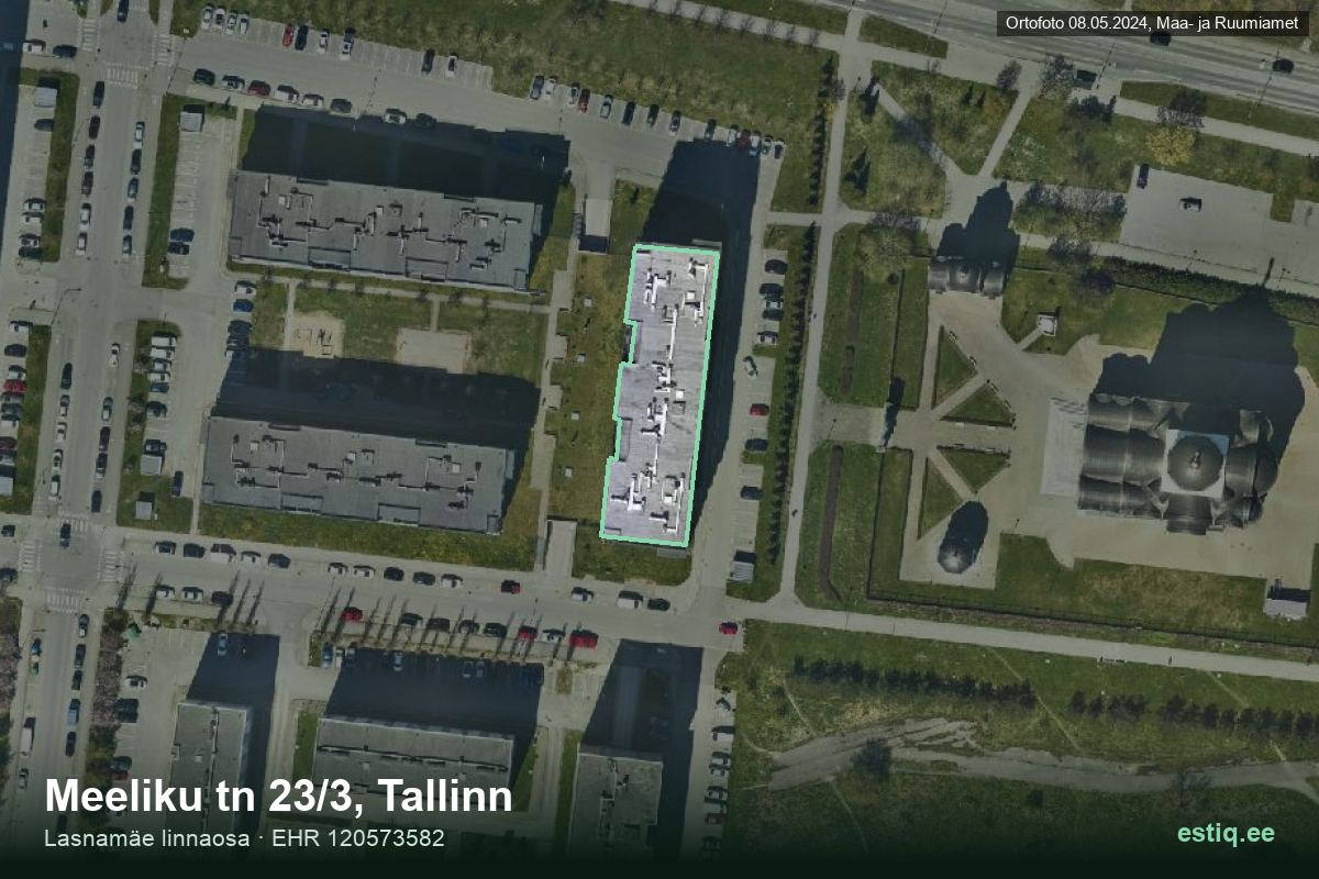 Meeliku tänav 23/3, Tallinn – hoone aerofoto, kontuur ehitisregistri (EHR) andmetest