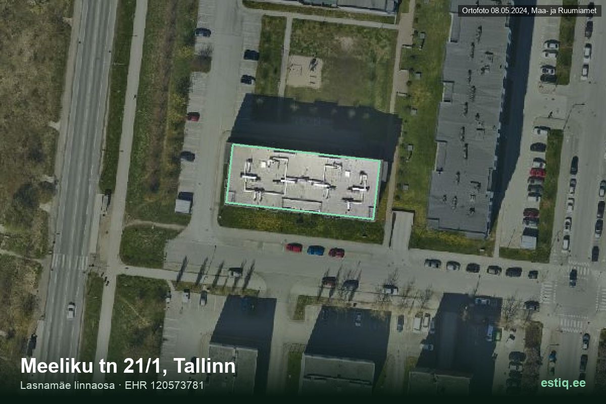 Meeliku tänav 21/1, Tallinn – hoone aerofoto, kontuur ehitisregistri (EHR) andmetest