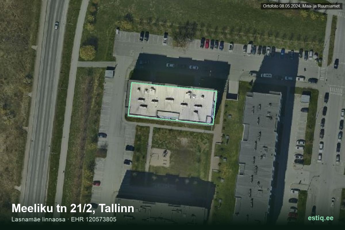 Meeliku tänav 21/2, Tallinn – hoone aerofoto, kontuur ehitisregistri (EHR) andmetest