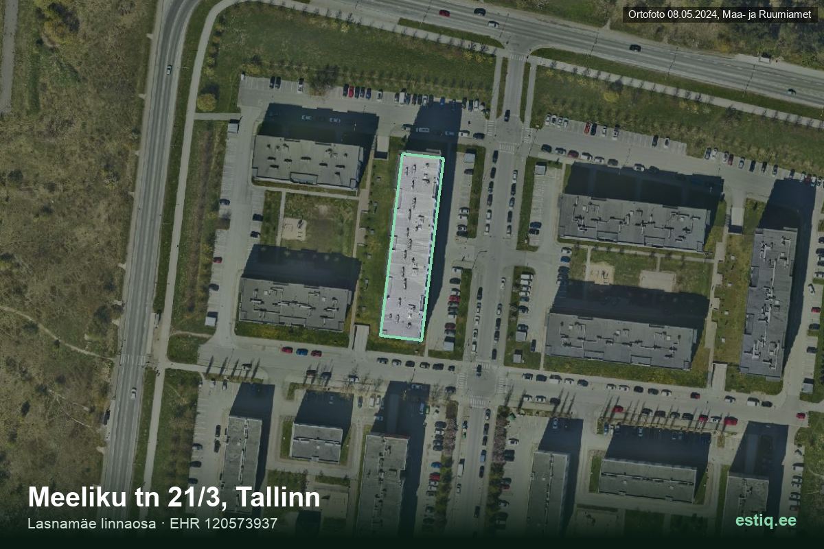 Meeliku tänav 21/3, Tallinn – hoone aerofoto, kontuur ehitisregistri (EHR) andmetest