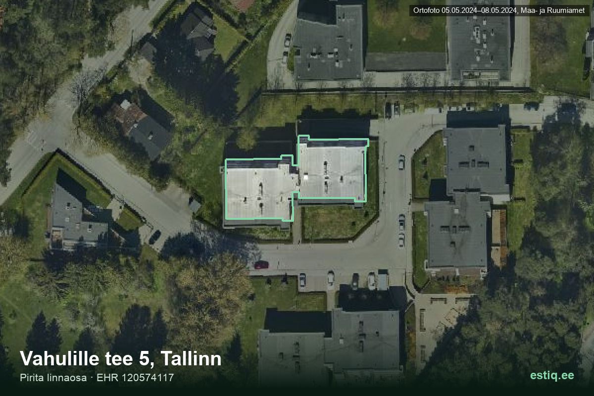 vahulille tee 5, Tallinn – ilmakuva rakennuksesta, ääriviiva rakennusrekisteristä (EHR)