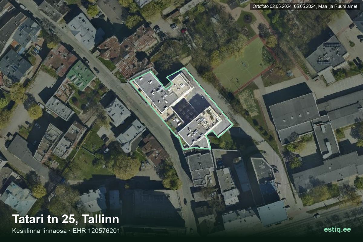 Tatari tänav 25, Tallinn – hoone aerofoto, kontuur ehitisregistri (EHR) andmetest
