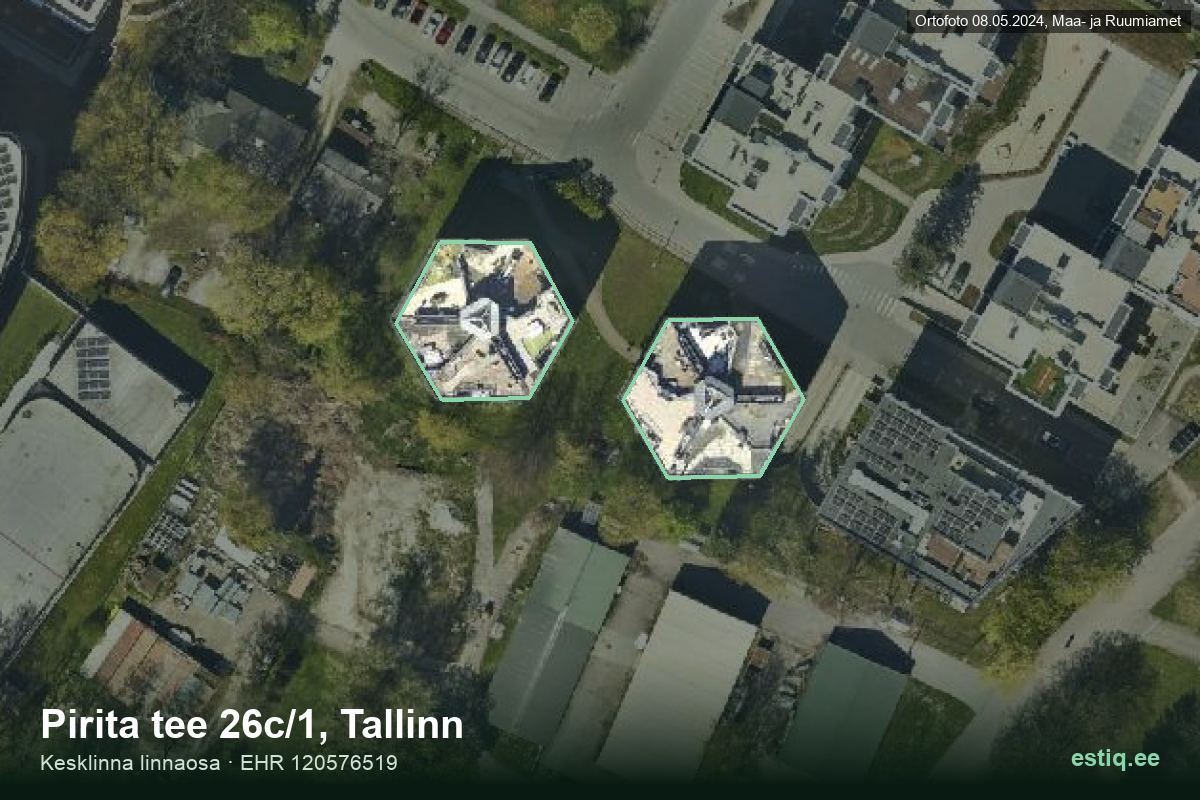 Pirita tee 26c/2, Tallinn – hoone aerofoto, kontuur ehitisregistri (EHR) andmetest