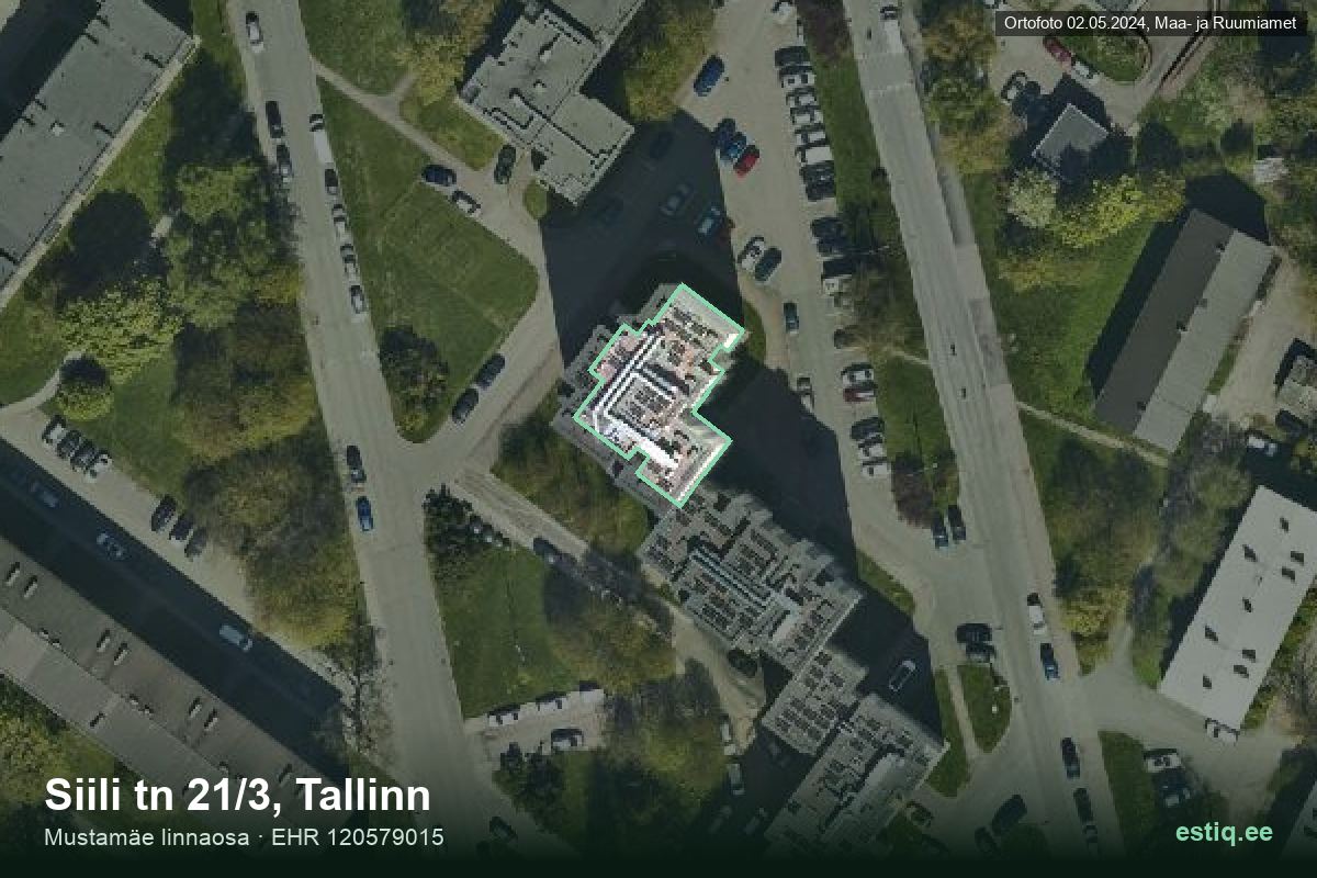 Siili tänav 21/3, Tallinn – hoone aerofoto, kontuur ehitisregistri (EHR) andmetest