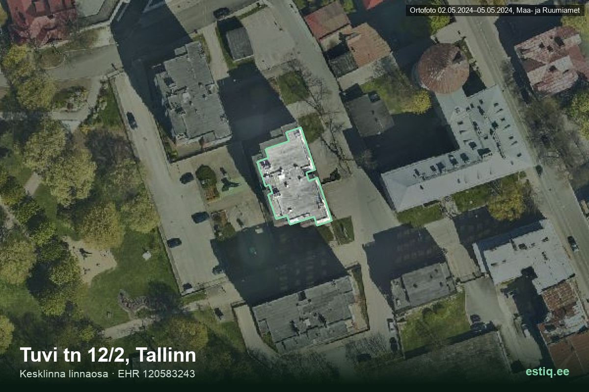 Tuvi tänav 12/2, Tallinn – hoone aerofoto, kontuur ehitisregistri (EHR) andmetest