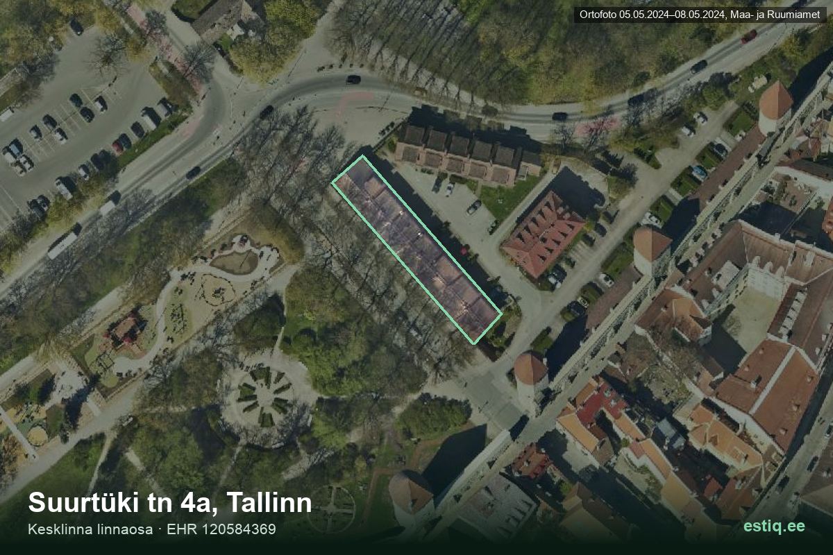 Suurtüki tänav 4a, Tallinn – hoone aerofoto, kontuur ehitisregistri (EHR) andmetest