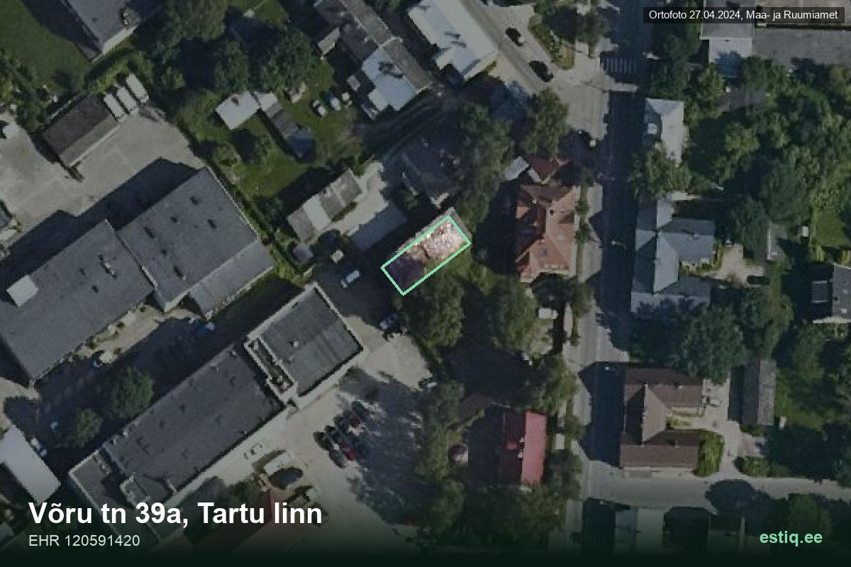 Võru tänav 39a, Tartu – hoone aerofoto, kontuur ehitisregistri (EHR) andmetest