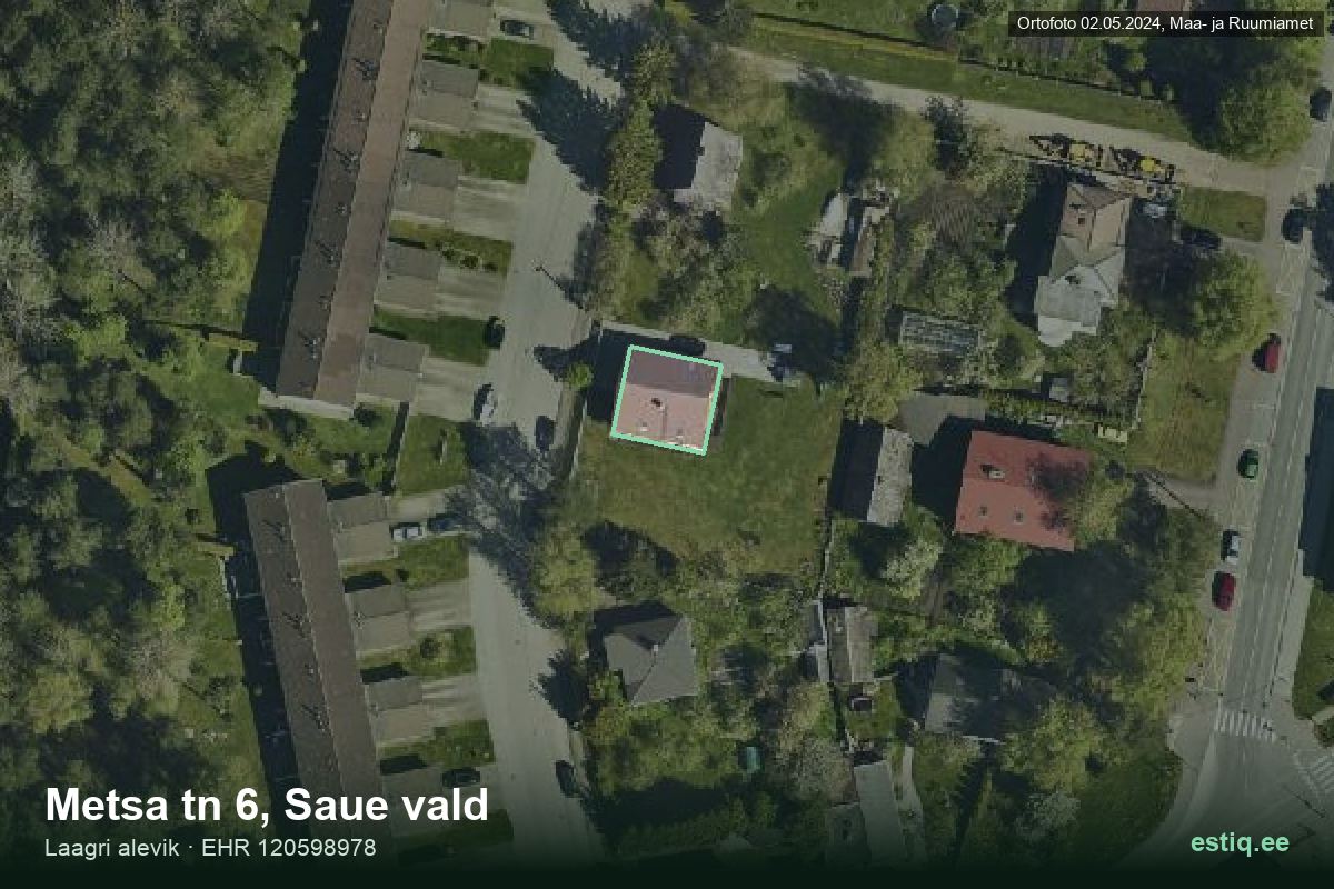Metsa tänav 6, Saue – ilmakuva rakennuksesta, ääriviiva rakennusrekisteristä (EHR)