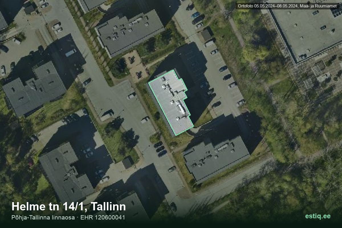 Helme tänav 14/1, Tallinn – hoone aerofoto, kontuur ehitisregistri (EHR) andmetest