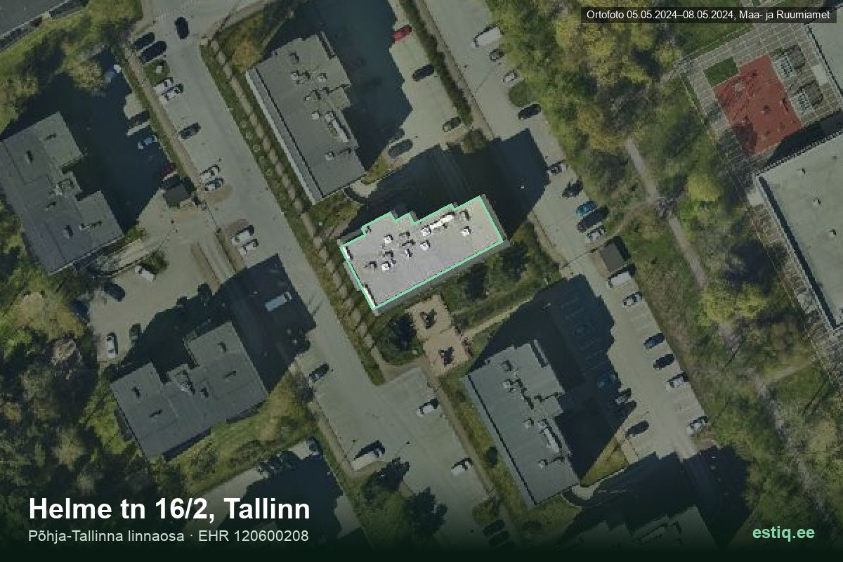 Helme tänav 16/2, Tallinn – hoone aerofoto, kontuur ehitisregistri (EHR) andmetest