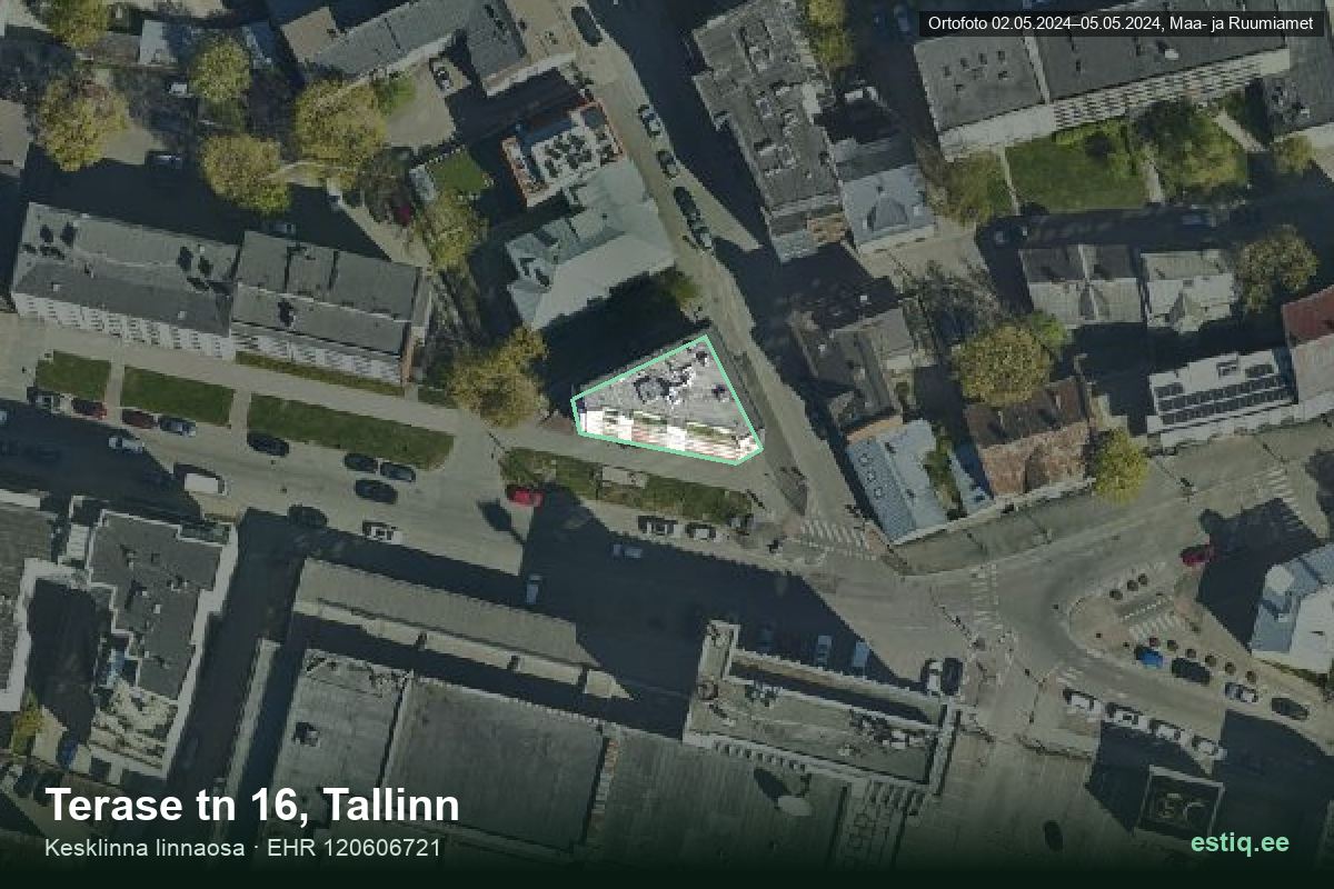 Terase tänav 16, Tallinn – аэрофото дома, контур по данным регистра строений (EHR)