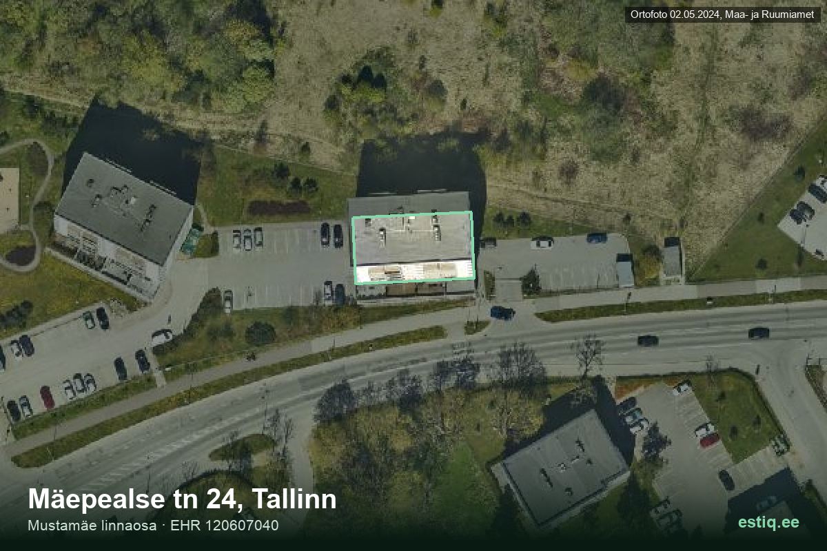 Mäepealse tänav 24, Tallinn – hoone aerofoto, kontuur ehitisregistri (EHR) andmetest