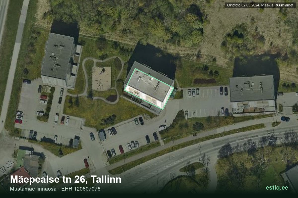 Mäepealse tänav 26, Tallinn – hoone aerofoto, kontuur ehitisregistri (EHR) andmetest