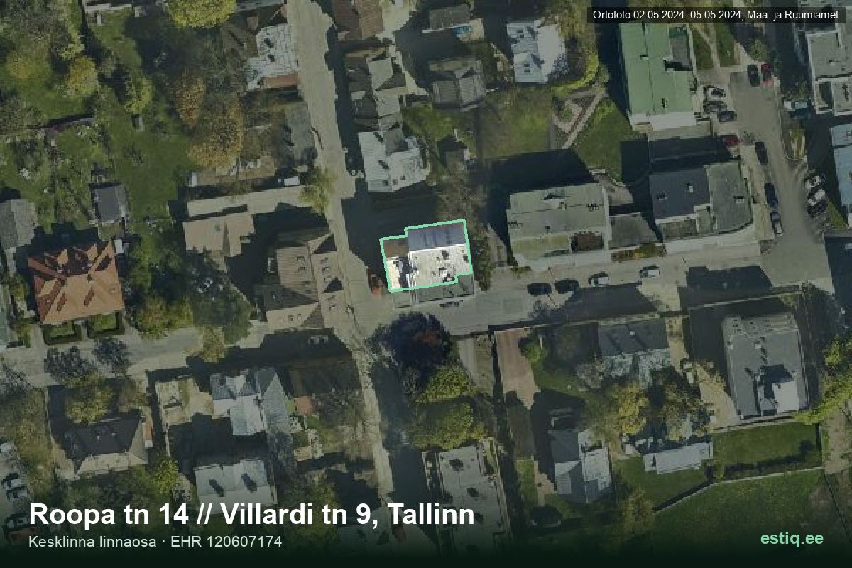 Roopa tänav 14, Tallinn – aerial photo of the building, outline from the Building Register (EHR)