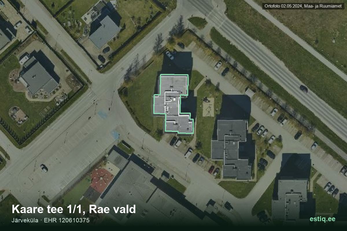 Kaare tee 1/1, Rae – hoone aerofoto, kontuur ehitisregistri (EHR) andmetest