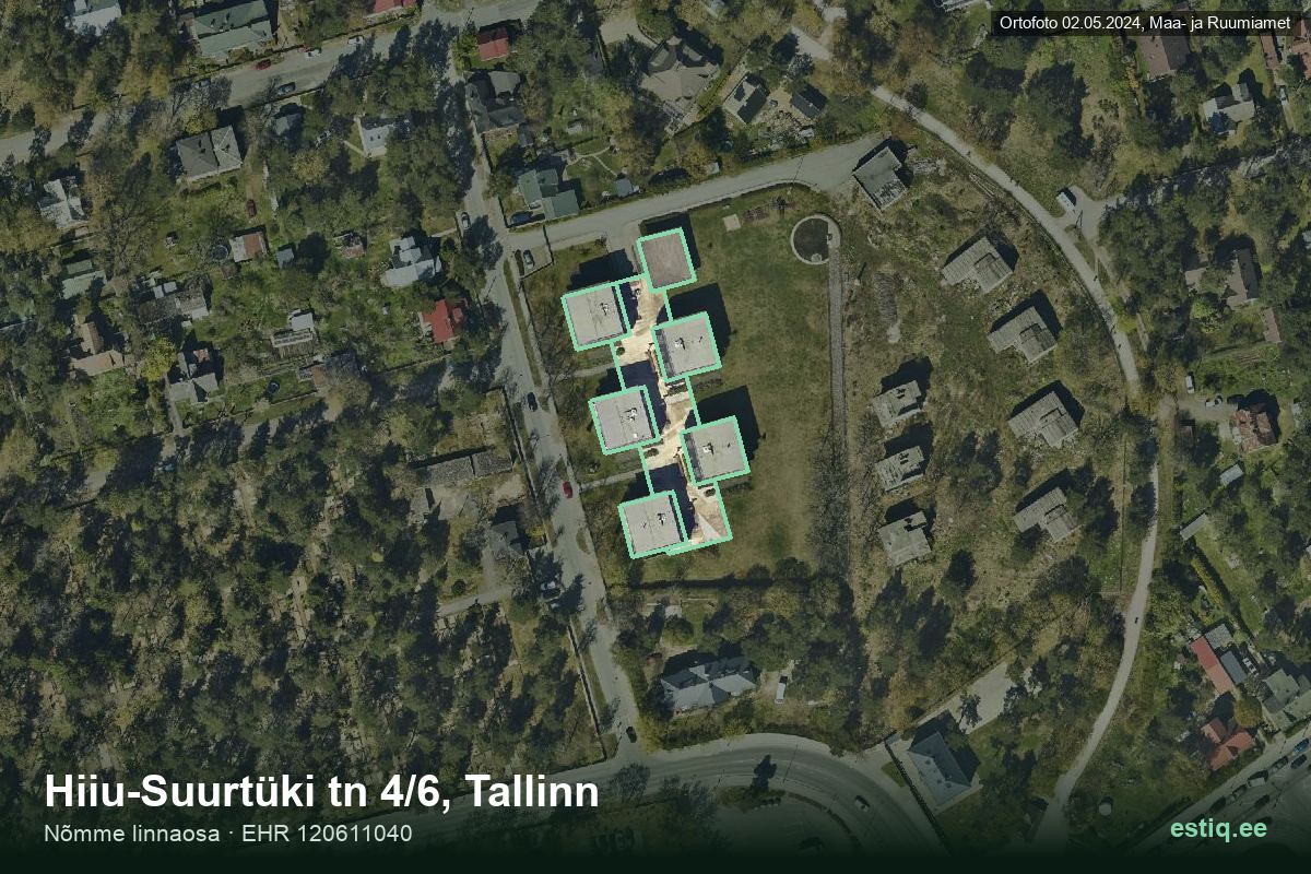 Hiiu-Suurtüki tänav 4/1, Tallinn – hoone aerofoto, kontuur ehitisregistri (EHR) andmetest