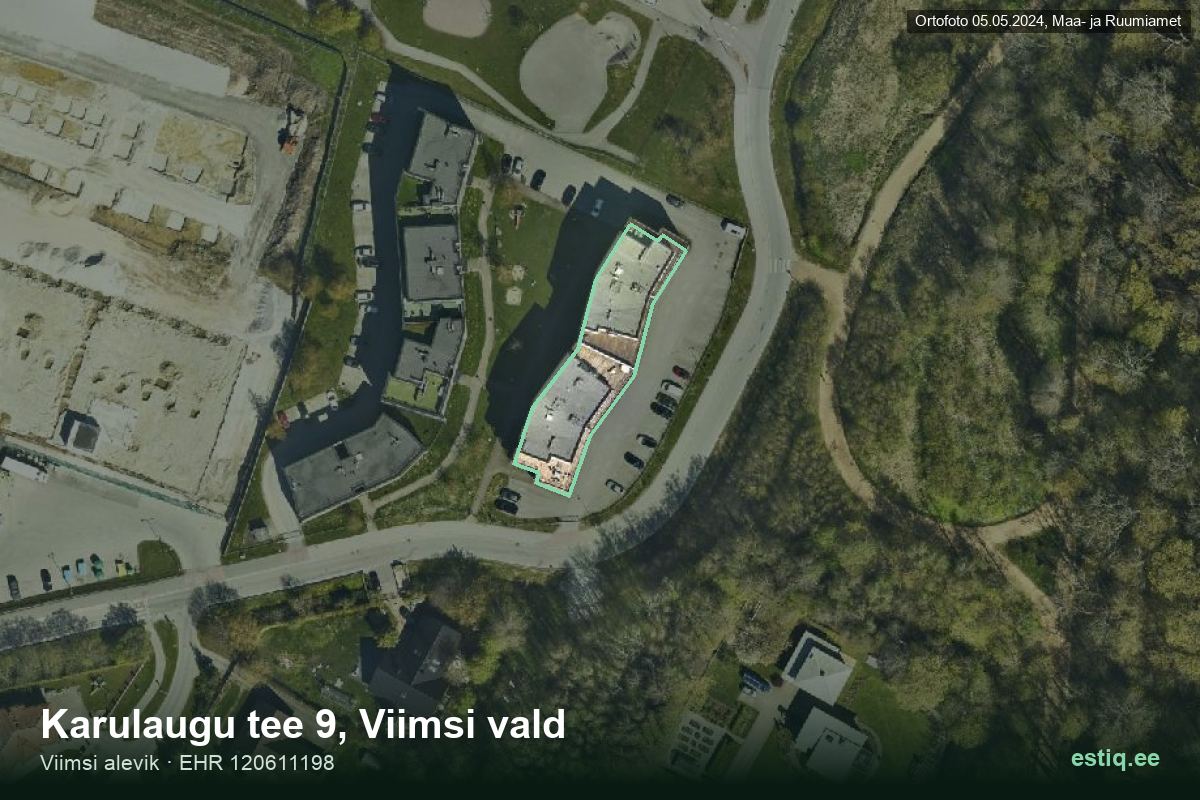 Karulaugu tee 9, Viimsi – aerial photo of the building, outline from the Building Register (EHR)