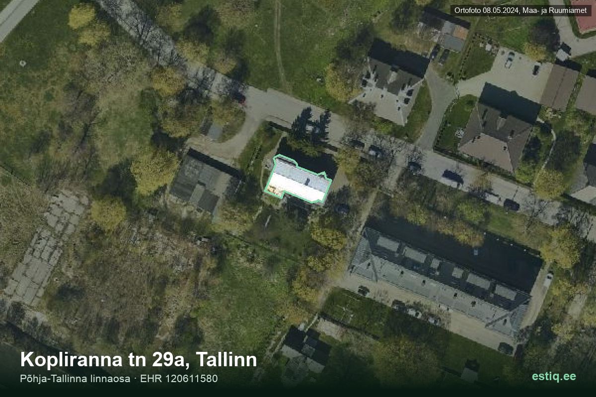 Kopliranna tänav 29a, Tallinn – hoone aerofoto, kontuur ehitisregistri (EHR) andmetest