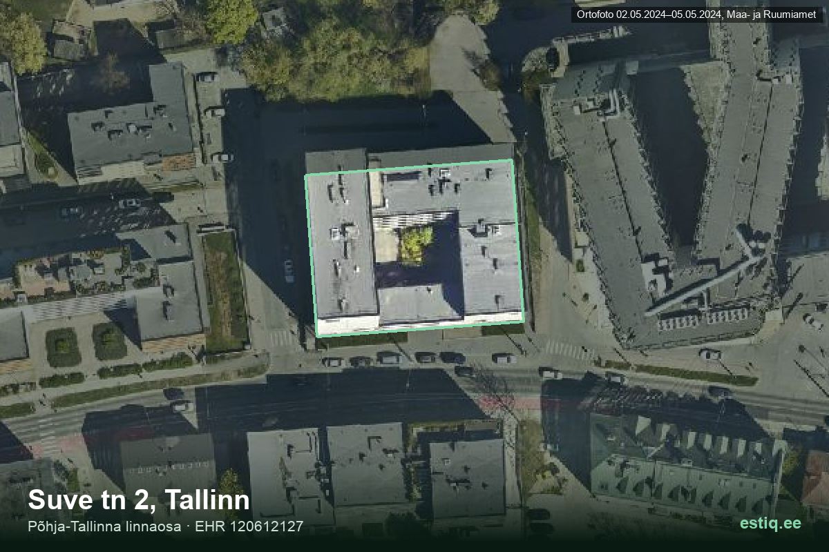 Suve tänav 2, Tallinn – hoone aerofoto, kontuur ehitisregistri (EHR) andmetest