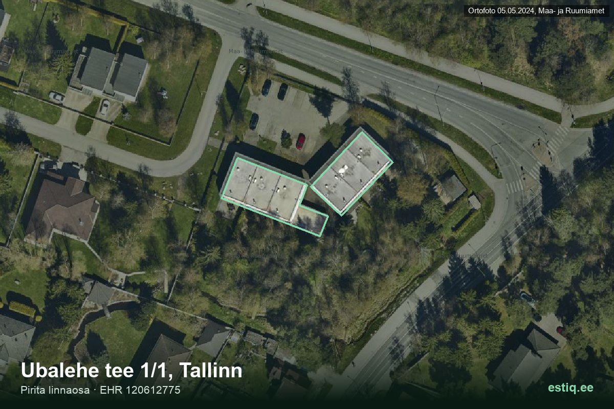 Ubalehe tee 1/1, Tallinn – аэрофото дома, контур по данным регистра строений (EHR)