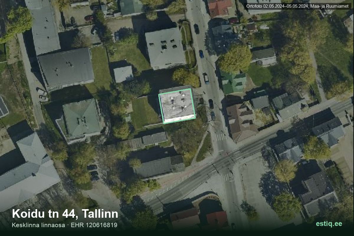 Koidu tänav 44, Tallinn – hoone aerofoto, kontuur ehitisregistri (EHR) andmetest