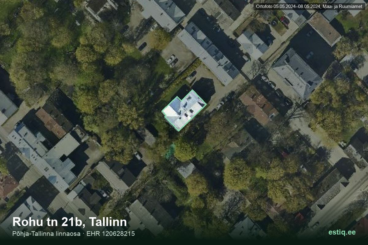 Rohu tänav 21b, Tallinn – аэрофото дома, контур по данным регистра строений (EHR)