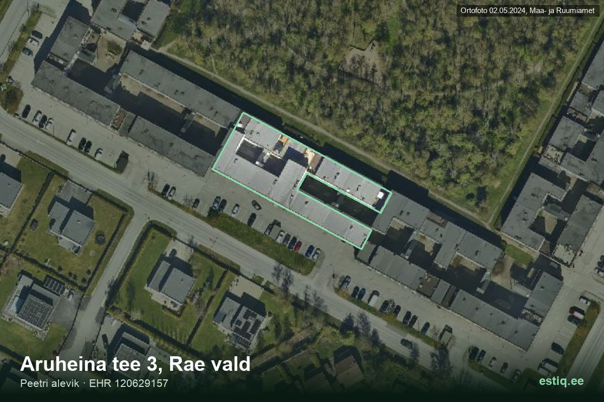 Aruheina tee 3, Rae – ilmakuva rakennuksesta, ääriviiva rakennusrekisteristä (EHR)